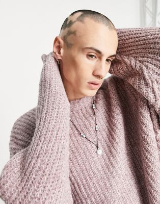 ASOS DESIGN – Oversize-Pullover aus Grobstrick in Rosa