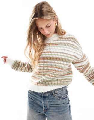 ASOS DESIGN - Oversize-Pullover aus Grobstrick mit Retro-Streifen-Bunt