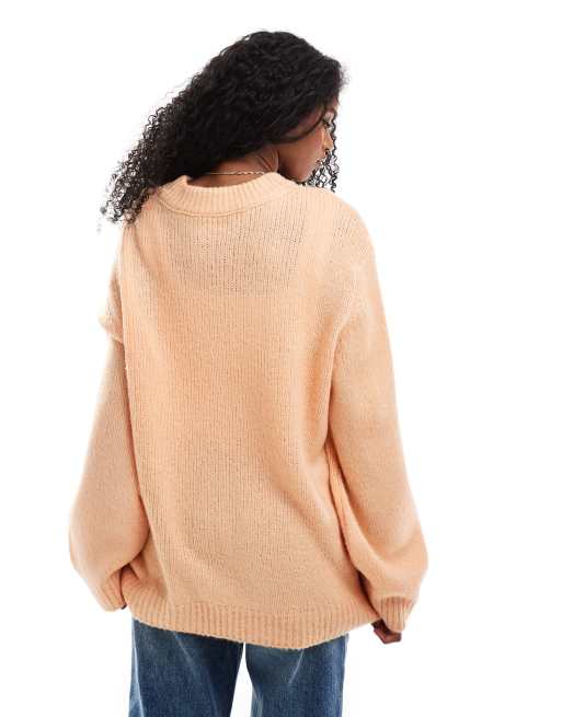 ASOS DESIGN – Oversize-Pullover in Apricot mit Rundhalsausschnitt