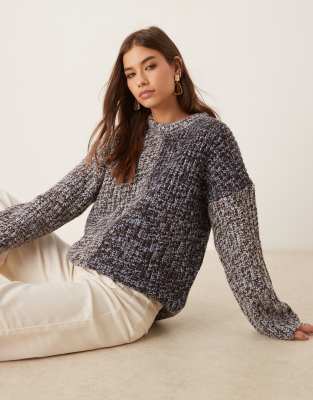 ASOS DESIGN - Oversize-Pullover in Blau mit Patchwork-Design