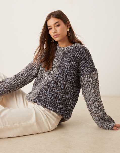 ASOS DESIGN – Oversize-Pullover in Blau mit Patchwork-Design - view 1