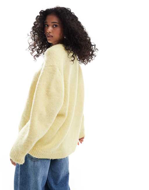 ASOS DESIGN Oversize Pullover in Limettengrun mit V Ausschnitt