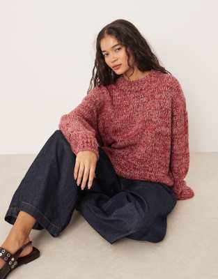 ASOS DESIGN - Oversize-Pullover in Rosa-Multiply mit Rundhalsausschnitt