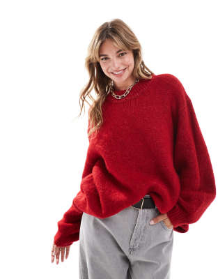 ASOS DESIGN - Oversize-Pullover in Rot mit Rundhalsausschnitt