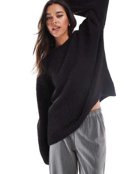 ASOS DESIGN – Oversize-Pullover in Schwarz mit Rundhalsausschnitt - view 1