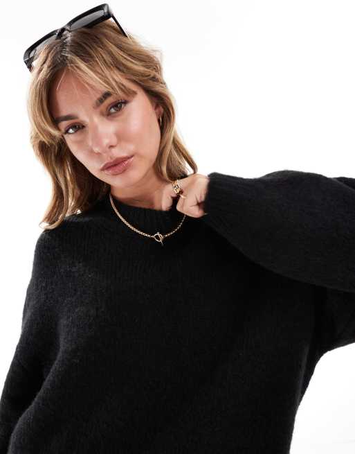 ASOS DESIGN – Oversize-Pullover in Schwarz mit Rundhalsausschnitt , 2 von 4