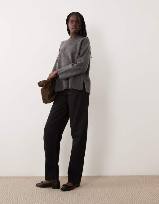 ASOS DESIGN Oversize-Pullover mit Raglanärmeln und Seitenschlitzen in Anthrazit, 2 von 4