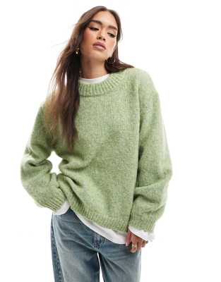 ASOS DESIGN - Oversize-Pullover mit Rundhalsausschnitt in Grün