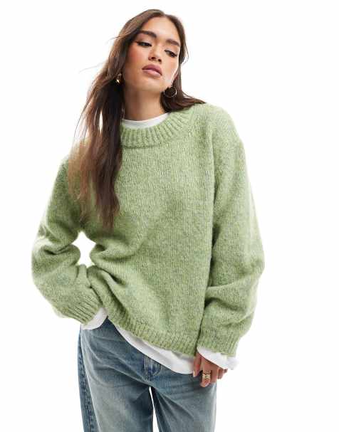 ASOS DESIGN – Oversize-Pullover mit Rundhalsausschnitt in Grün - view 1