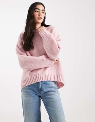 ASOS DESIGN - Oversize-Pullover mit Rundhalsausschnitt in Rosa