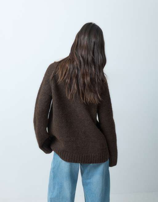 ASOS DESIGN oversize puszysty sweter w kolorze czekoladowym, 3 z 4