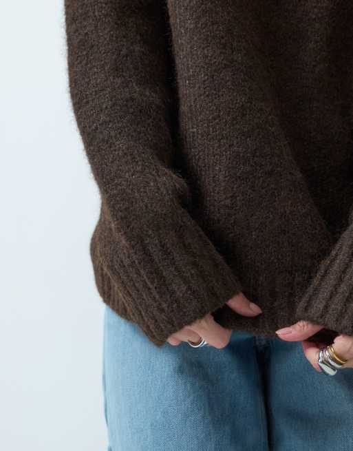 ASOS DESIGN oversize puszysty sweter w kolorze czekoladowym, 4 z 4