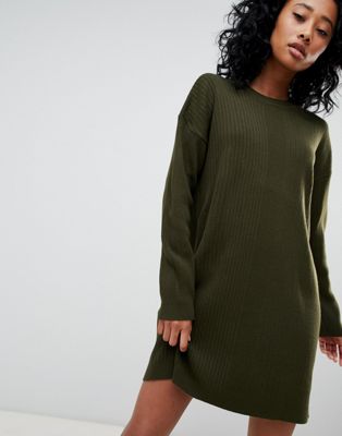 ASOS DESIGN – Oversize – Ribbstickad klänning-Grön