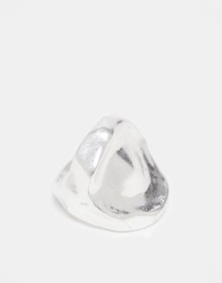 ASOS DESIGN - Oversize-Ring in Silber mit Detail in geschmolzener Optik
