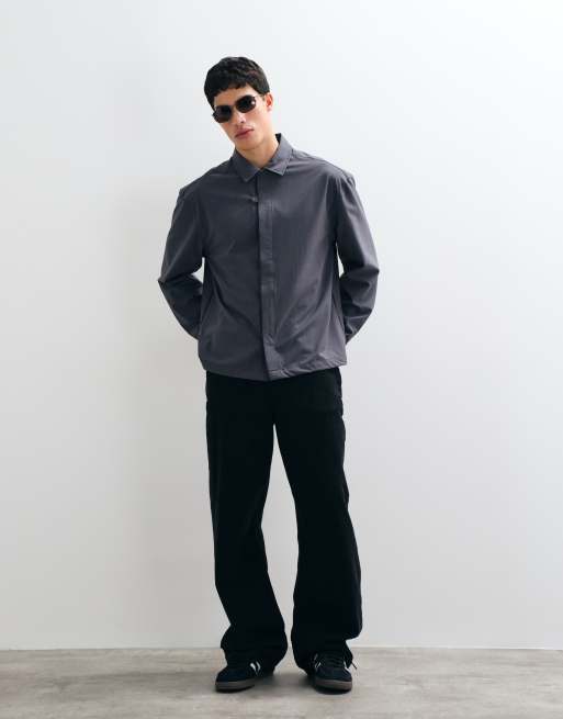 ASOS DESIGN oversize ripstop-skjorta i grått, 2 av 5