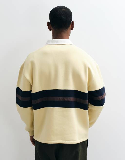 ASOS DESIGN Oversize Rugby-Polohemd mit Kontrast-Einsätzen in Gelb, 5 von 5