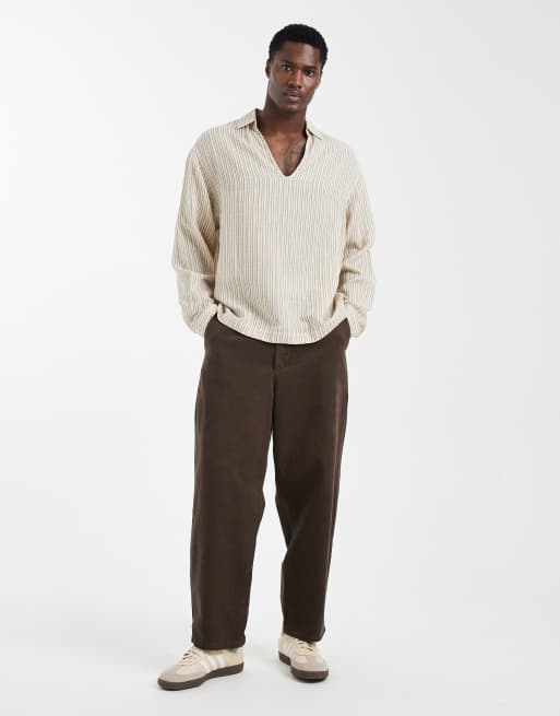 ASOS DESIGN – Oversize-Schlupfhemd aus in Beige gestreift, 2 von 5