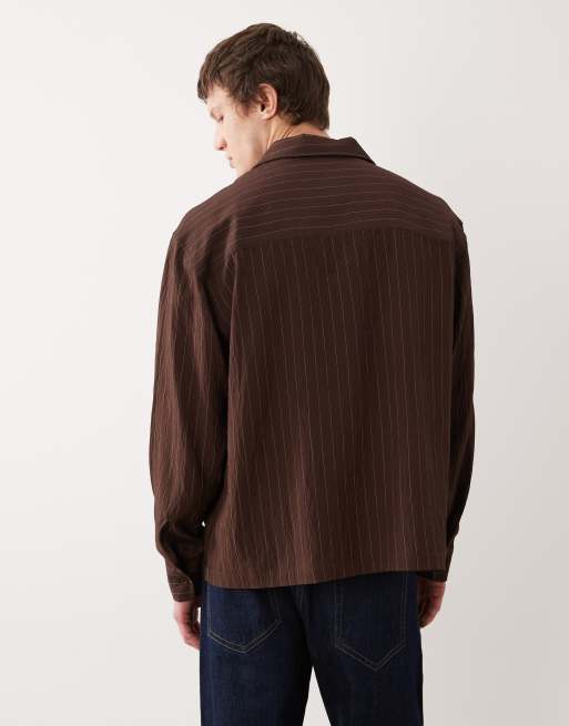 ASOS DESIGN – Oversize-Schlupfhemd in Braun gestreift, 3 von 5