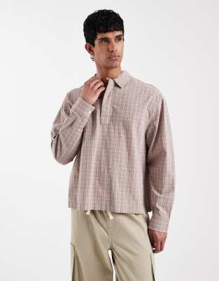 Oversize-Schlupfhemd in Braun kariert-Brown Brown XL
