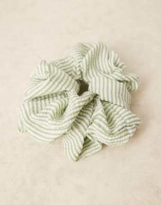 ASOS DESIGN - Oversize-Scrunchie in Grün mit Streifen-Bunt