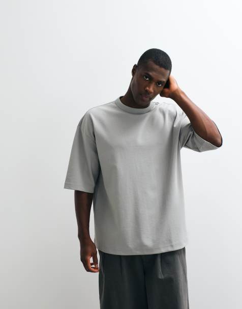 ASOS DESIGN – Oversize-Shirt in Grau aus schwerem breatheMAX™-Baumwollmix mit halblangen Ärmeln - view 1