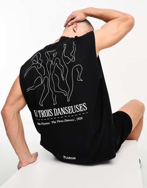 ASOS DESIGN – Oversize-Shirt in Schwarz mit Picasso-Print