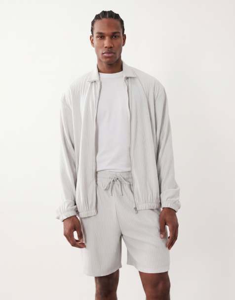 ASOS DESIGN – Oversize-Shorts aus geripptem Jersey in Grau - view 1
