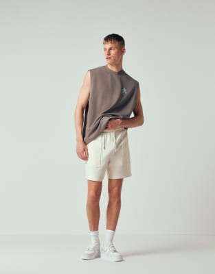 Oversize-Shorts aus Jersey in Beige mit Reißverschluss-Neutral Neutral XL