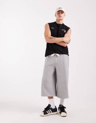 Oversize-Shorts aus Jersey in meliertem Grau Grau S