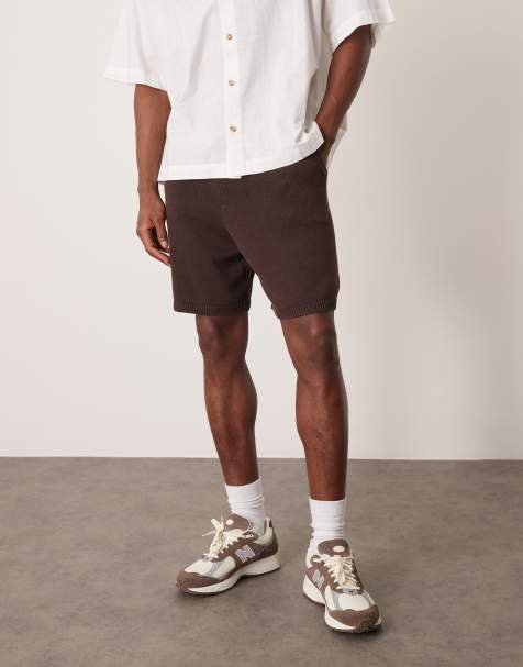 ASOS DESIGN – Oversize-Shorts aus mittelschwerem Baumwollstrick in Braun, Kombiteil - view 1