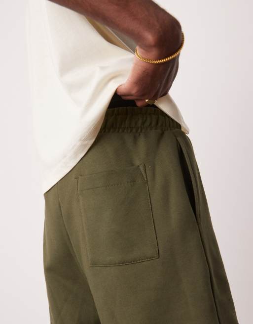 ASOS DESIGN – Oversize-Shorts aus schwerem Material in dunklem Khaki, 400 g/m², 5 von 5