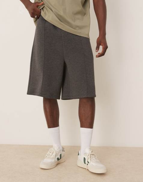ASOS DESIGN – Oversize-Shorts in Anthrazit meliert mit Neopren-Optik - view 1