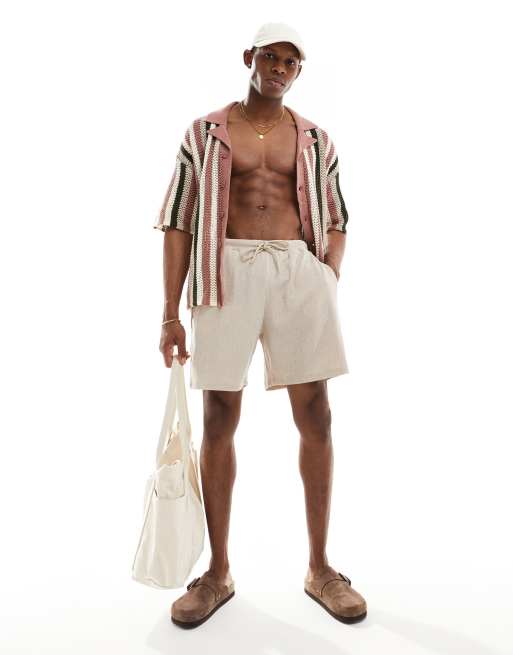 ASOS DESIGN – Oversize-Shorts in Hellgrau mit Struktur, Kombiteil