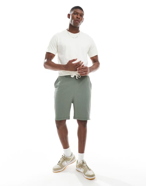 ASOS DESIGN – Oversize-Shorts in Khaki mit Waffelstruktur - view 1