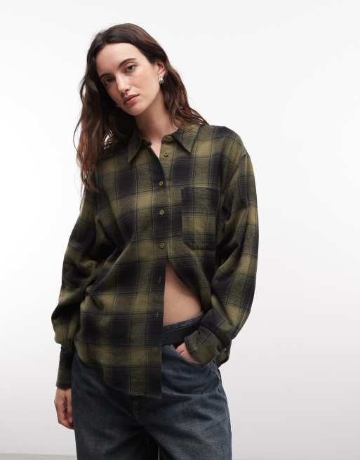 ASOS DESIGN oversize skjorta i grön ruta, 3 av 4