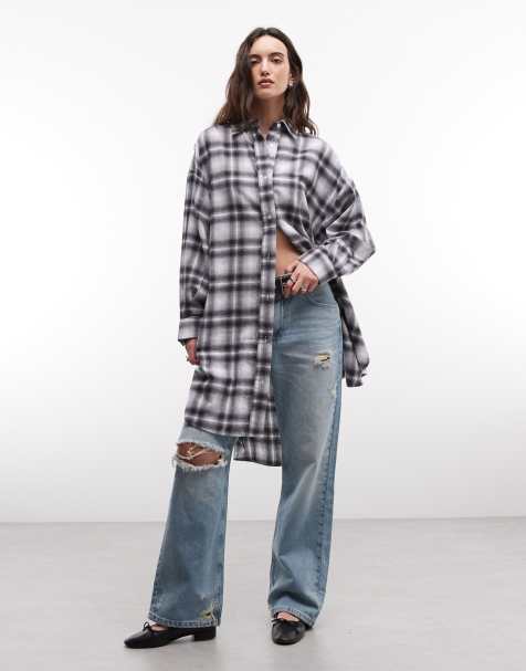 ASOS DESIGN oversize skjorta i monokromt rutmönster - view 1