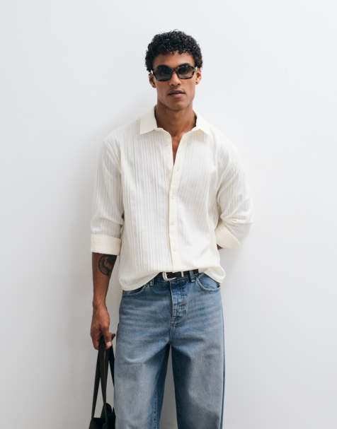 ASOS DESIGN oversize skjorta med struktur i offwhite - view 1