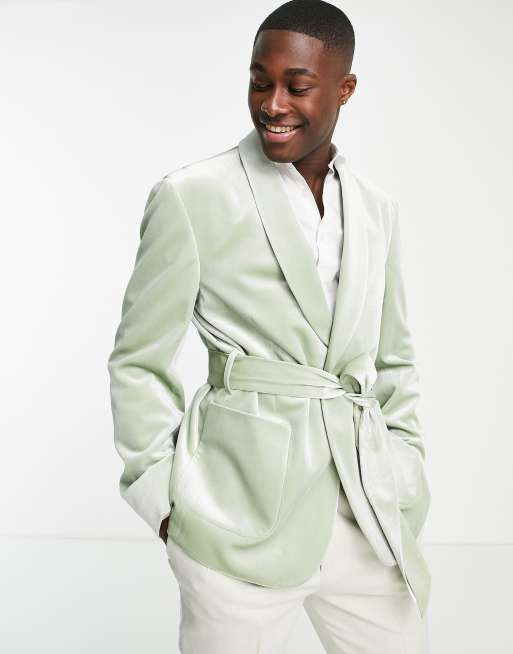 ASOS DESIGN – Oversize-Smokingjacke in Salbeigrün