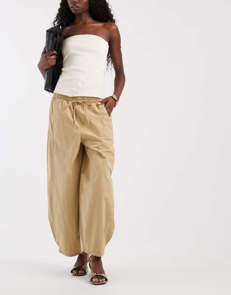 ASOS DESIGN oversize spodnie balloon wsuwane w kolorze ecru - view 1