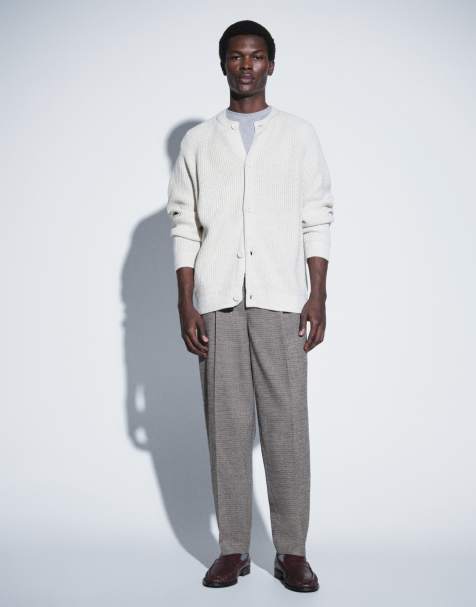 ASOS DESIGN oversize stickad kofta med fiskarresår och rund halsringning i cream - view 1