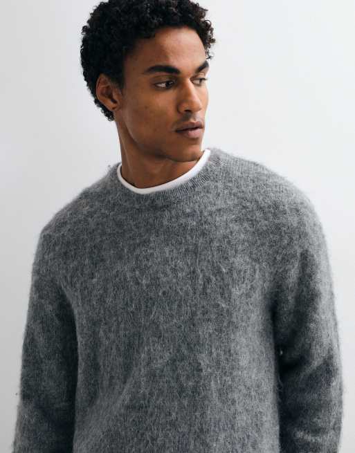 ASOS DESIGN oversize stickad mohairtröja i grått, 3 av 10