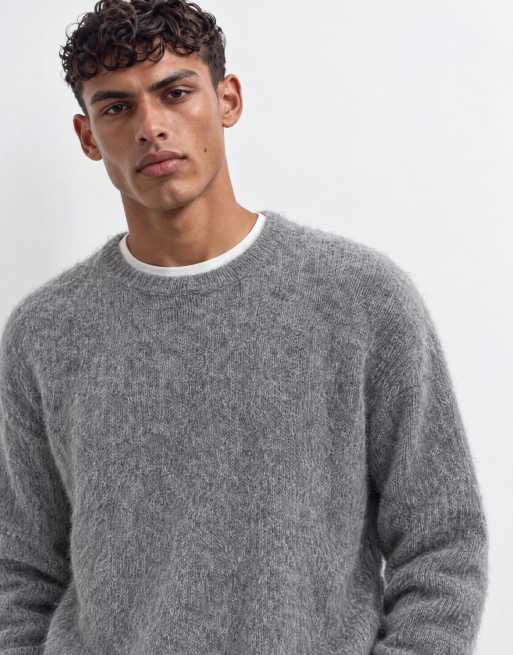 ASOS DESIGN oversize stickad mohairtröja i grått, 9 av 10