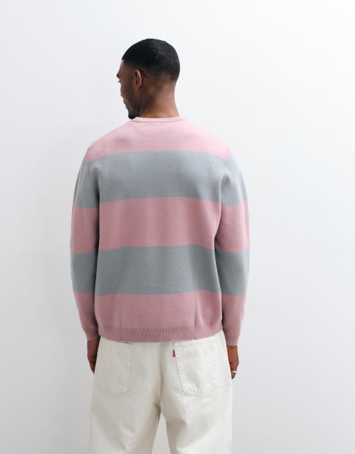 ASOS DESIGN oversize stickad randig tröja i rosa och grått, 5 av 5