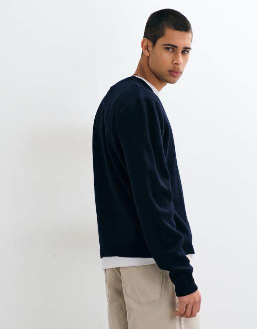 ASOS DESIGN oversize stickad tröja med v-ringning i marinblått, 5 av 5
