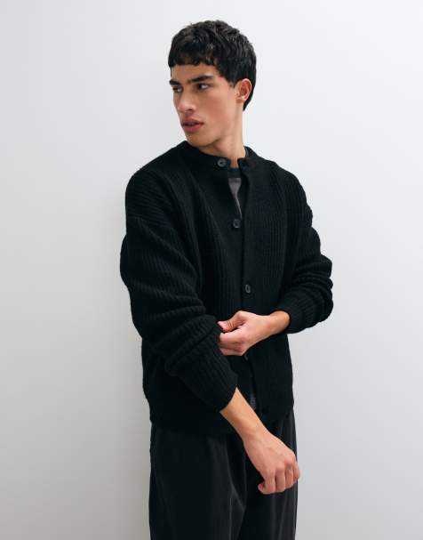 ASOS DESIGN Oversize-Strickcardigan aus Wollmix mit Rundhalsausschnitt in Schwarz - view 1
