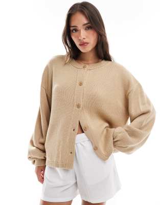 ASOS DESIGN - Oversize-Strickjacke in Braun-Brown