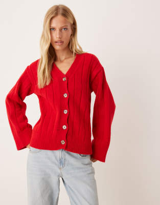 ASOS DESIGN - Oversize-Strickjacke in Rot
