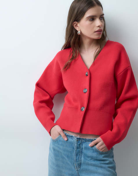 ASOS DESIGN – Oversize-Strickjacke in Rot - view 1