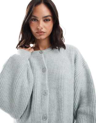 ASOS DESIGN - Oversize-Strickjacke in Staubblau