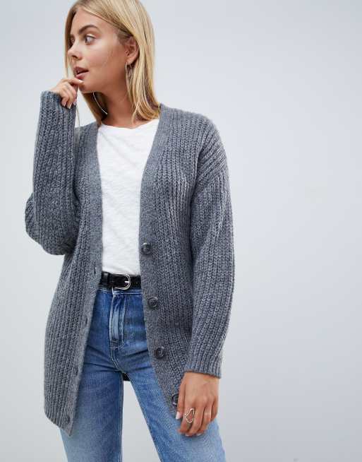 ASOS DESIGN OversizeStrickjacke mit grober Rippung und Knöpfen ASOS